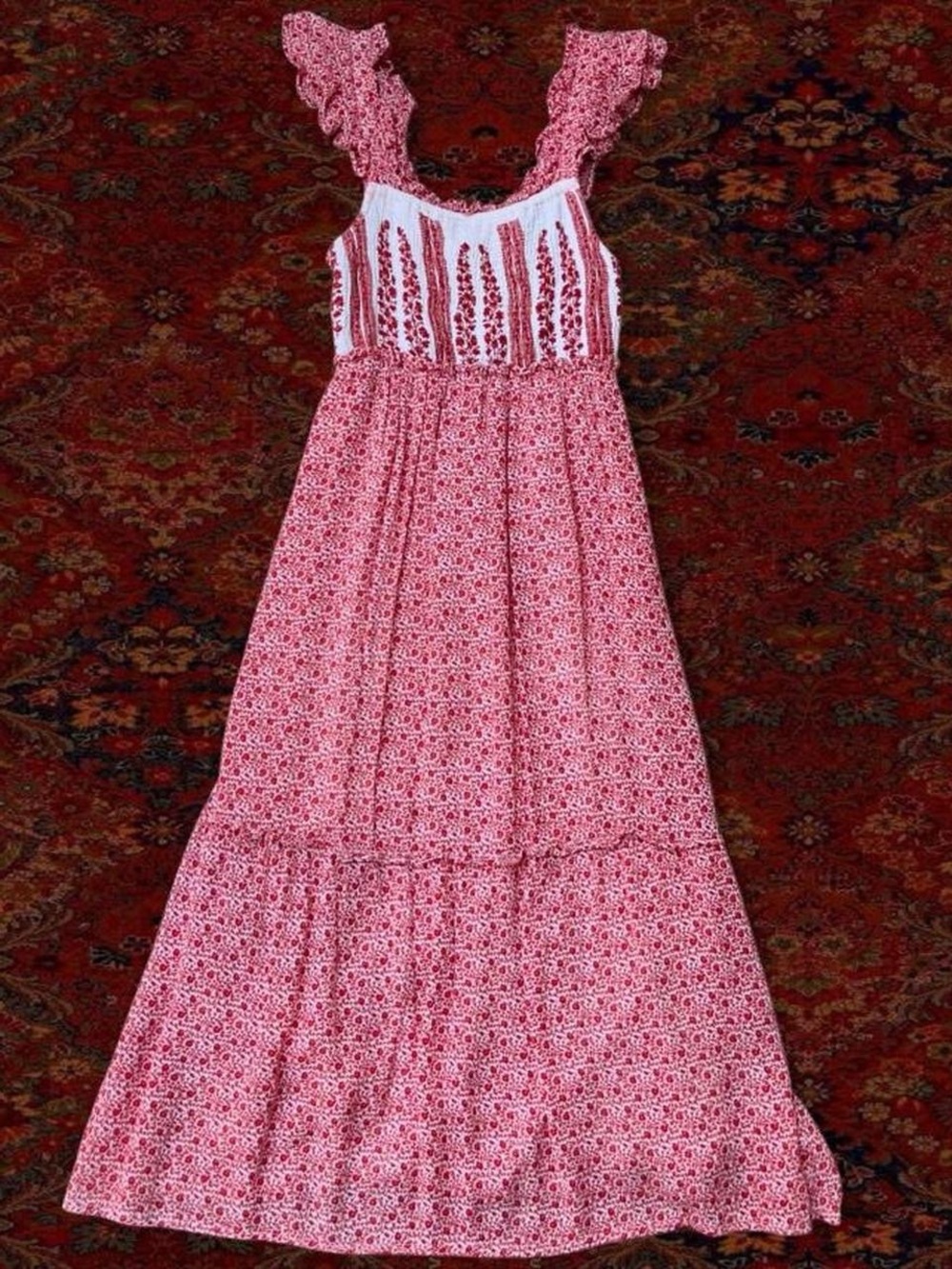 Prairie Floral Maxi Dress with Ruffle Straps